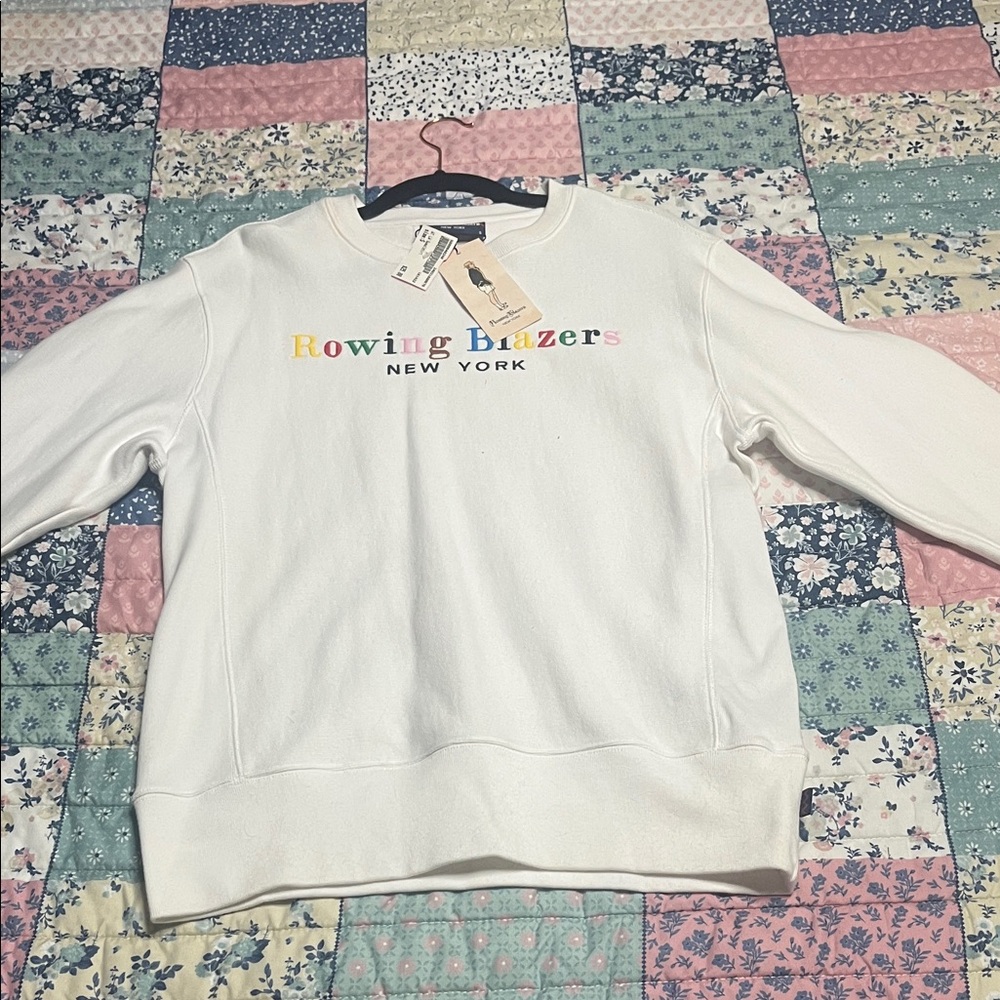 Rowing Blazers White Crewneck Sweatshirt with Multicolor Logo